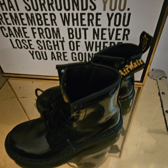 Dr. Martens 1460 J Patent Leather Lace Up/Zip Ankle Boots - Picture 2 of 2